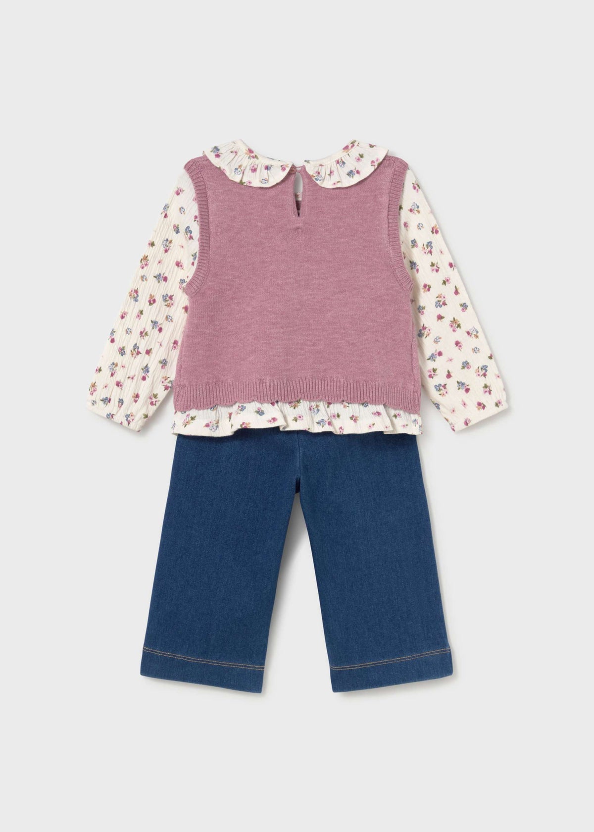 Completo pantalone e blusa con gilet bimba