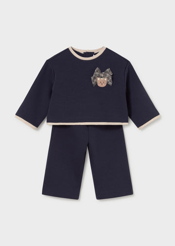 Completo pantalone e maglione ricamato bimba