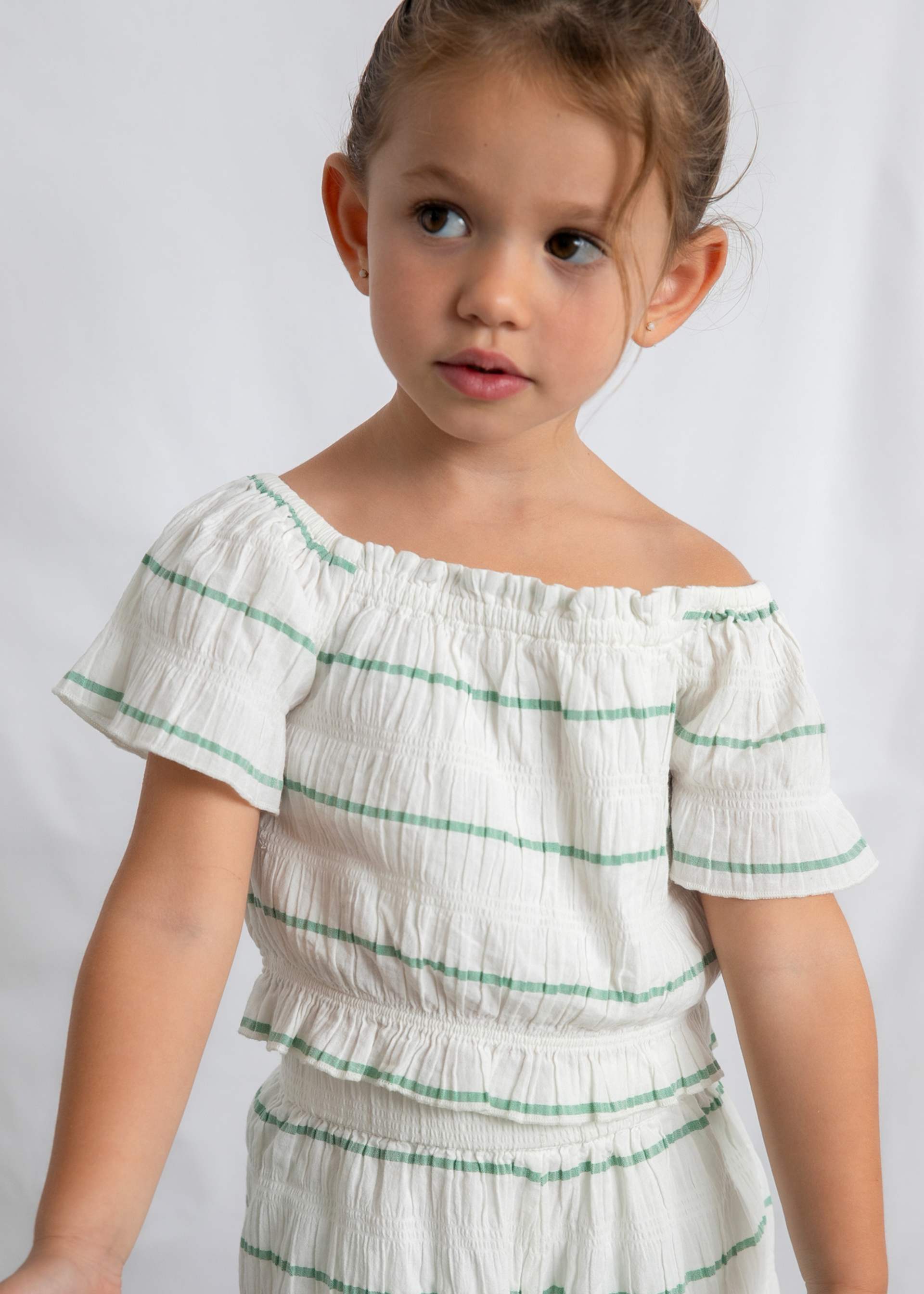 Completo pantalone e top a righe bambina