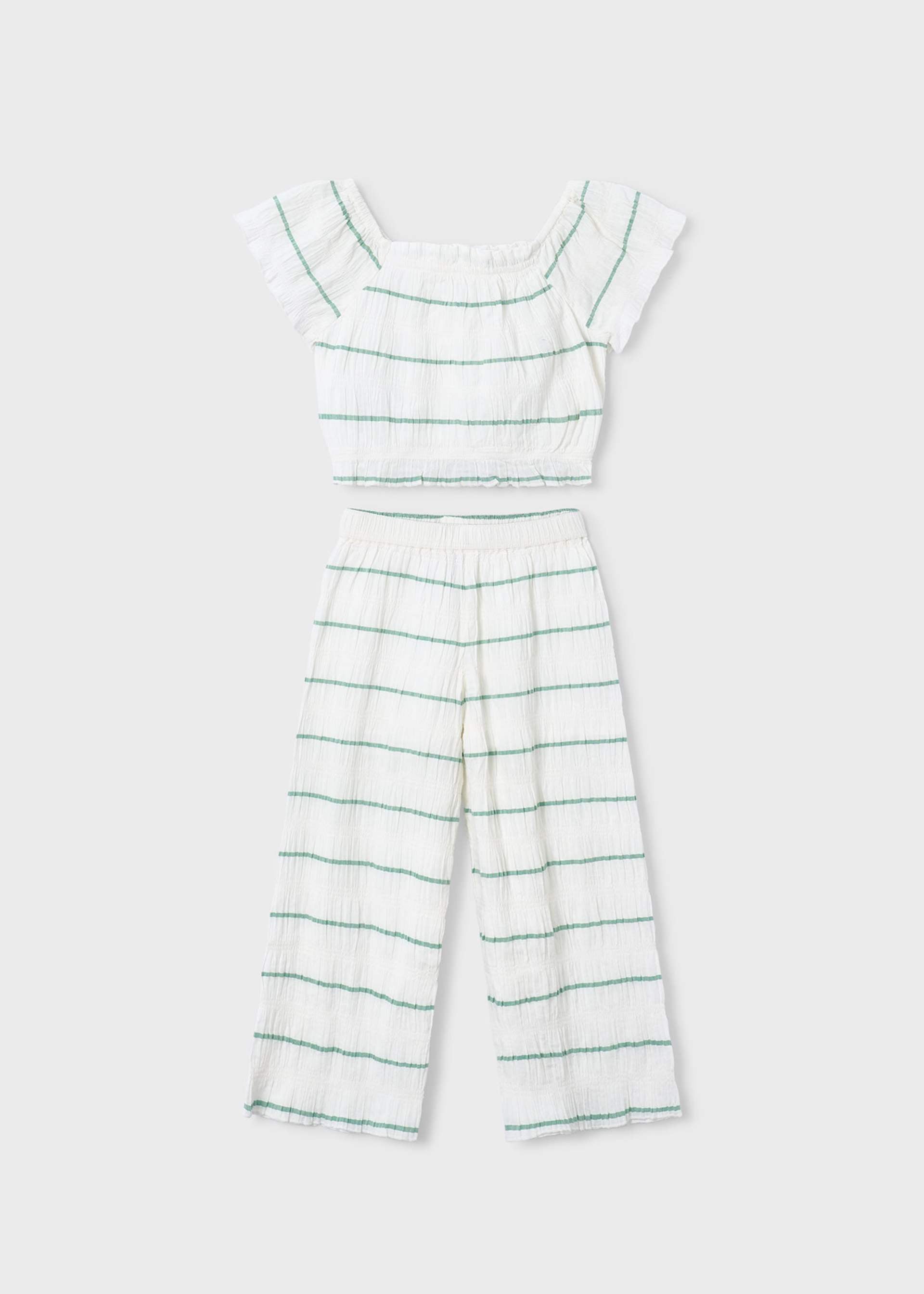 Completo pantalone e top a righe bambina