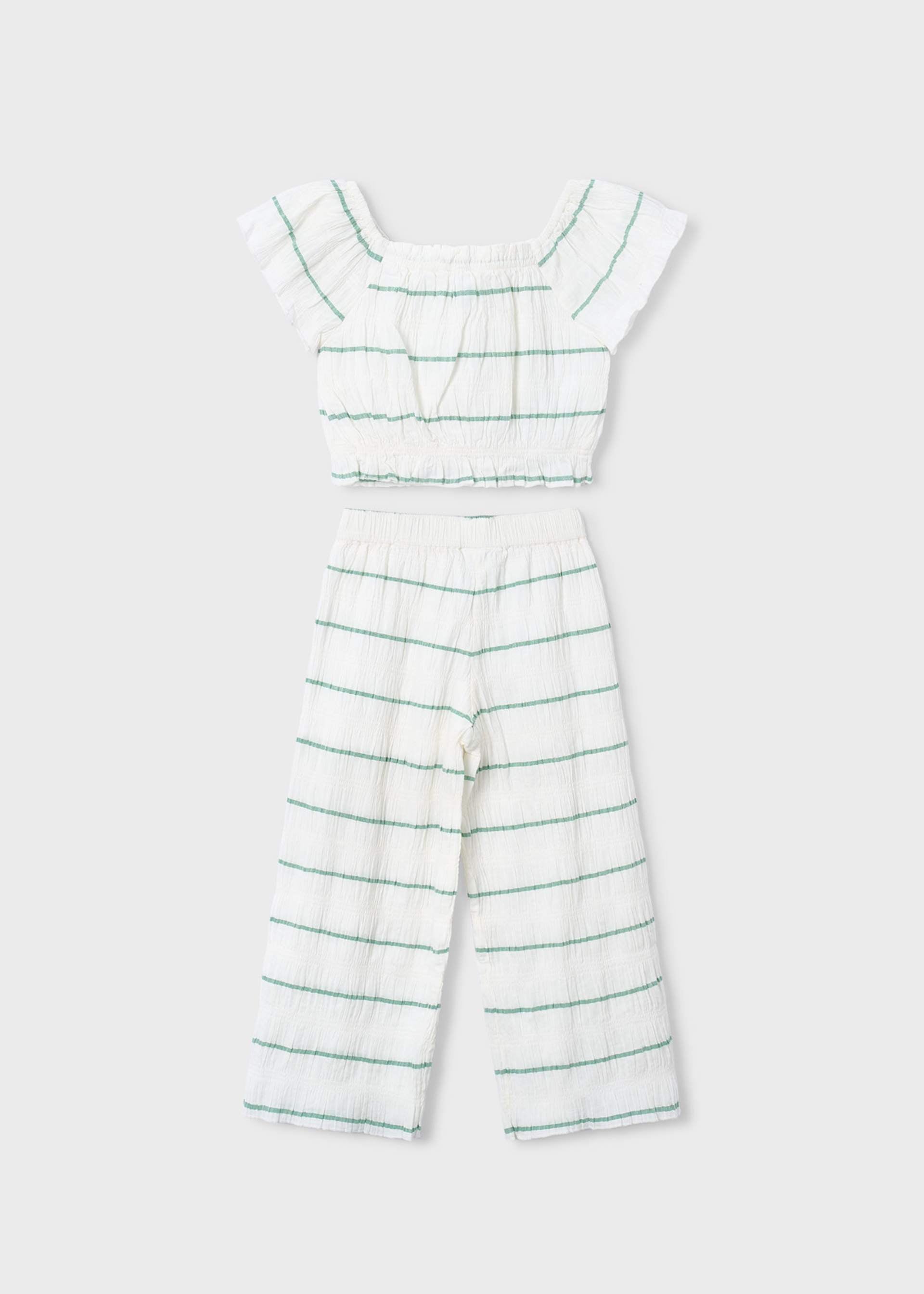 Completo pantalone e top a righe bambina