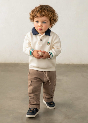 Felpa colletto stile polo serigrafia bimbo