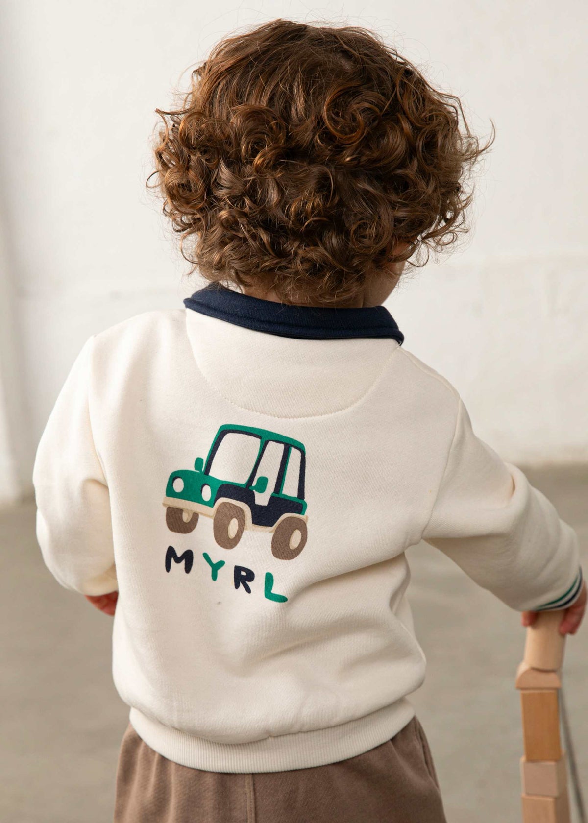 Felpa colletto stile polo serigrafia bimbo
