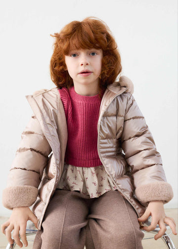 Giaccone metallizzato pellicciotto bambina