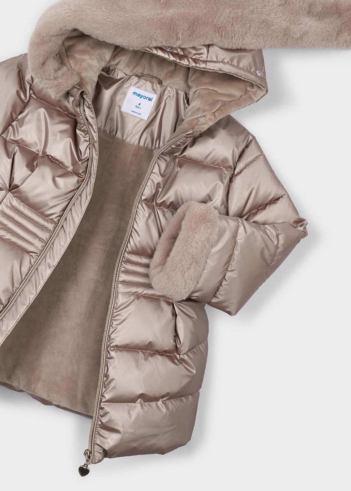 Giaccone metallizzato pellicciotto bambina