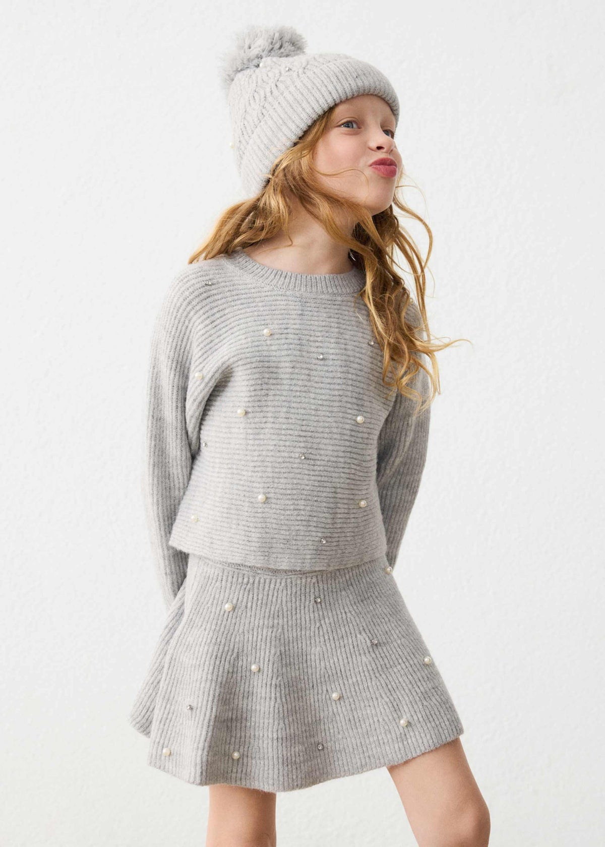 Gonna a maglia perle bambina