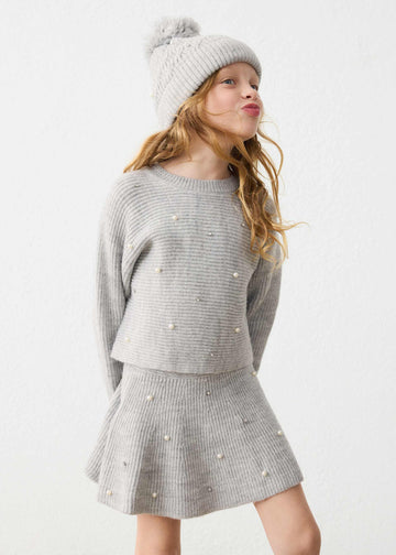 Gonna a maglia perle bambina