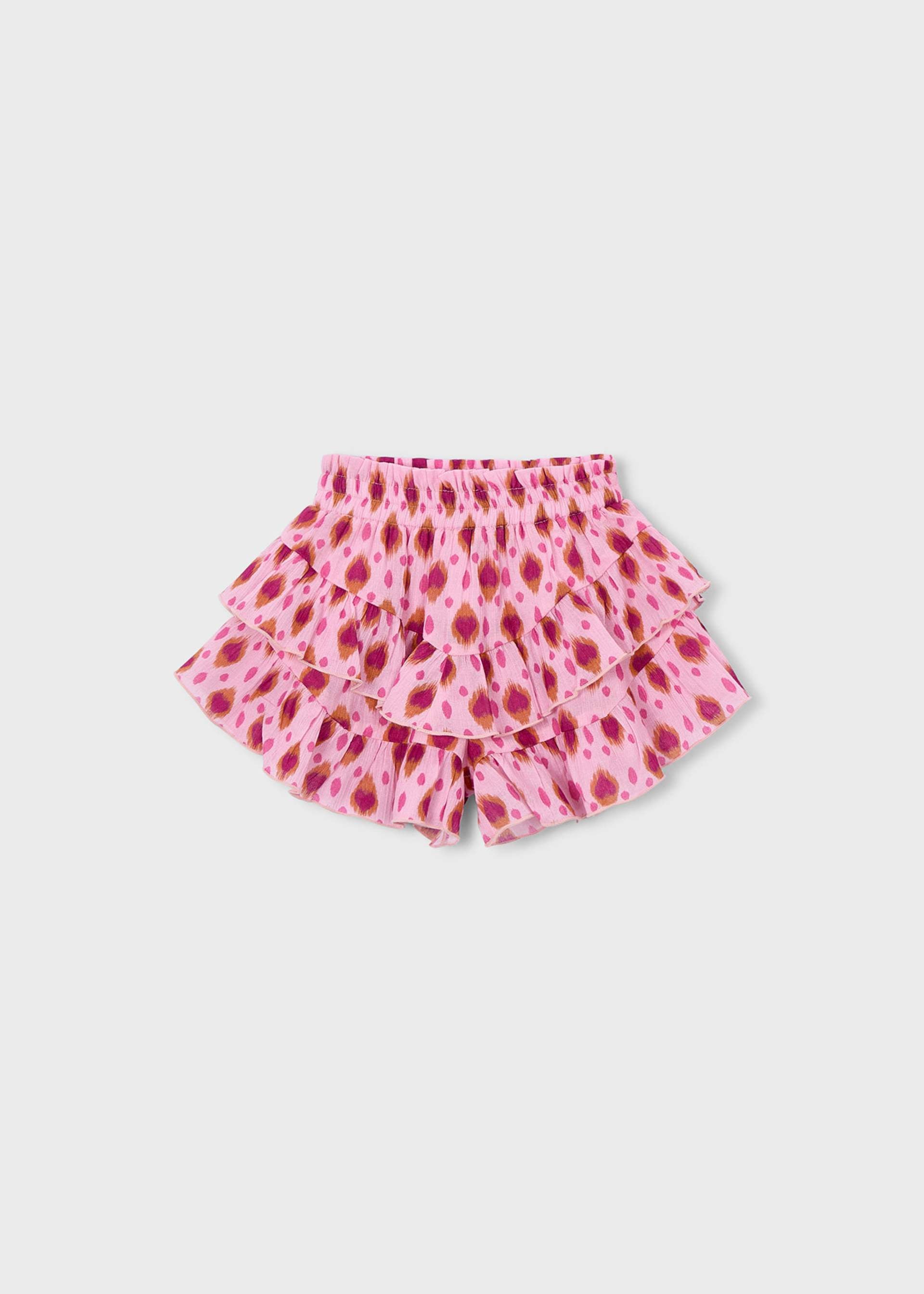 Gonna pantalone stampata volant bambina