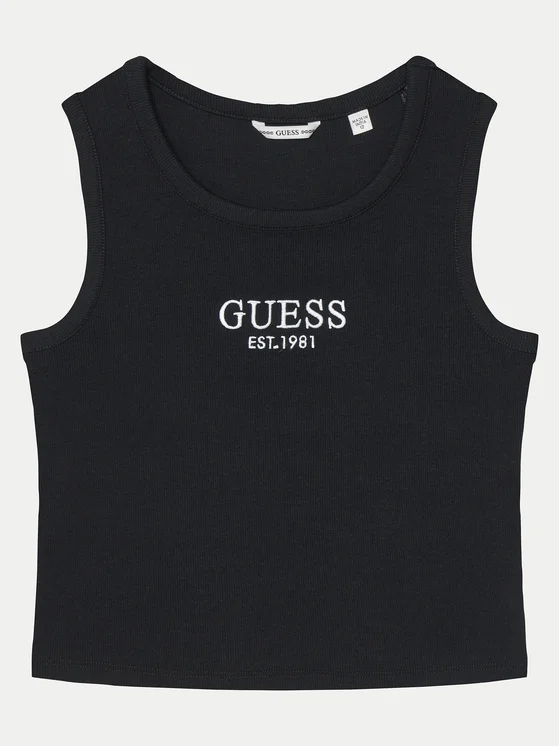 Guess canotta a coste con ricamo logo