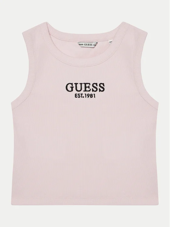 Guess canotta a coste con ricamo logo