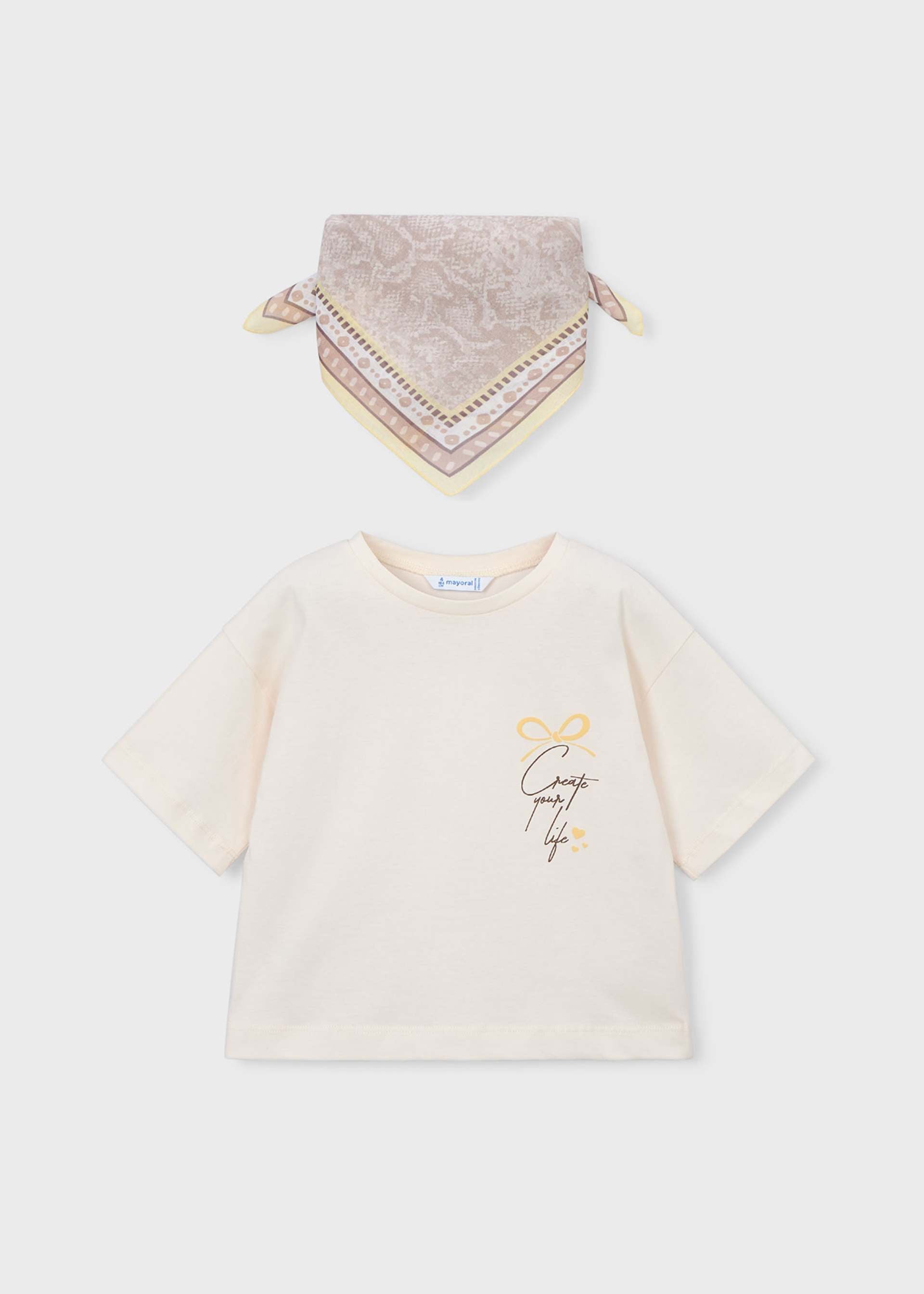 Maglietta con fazzoletto stampato bambina