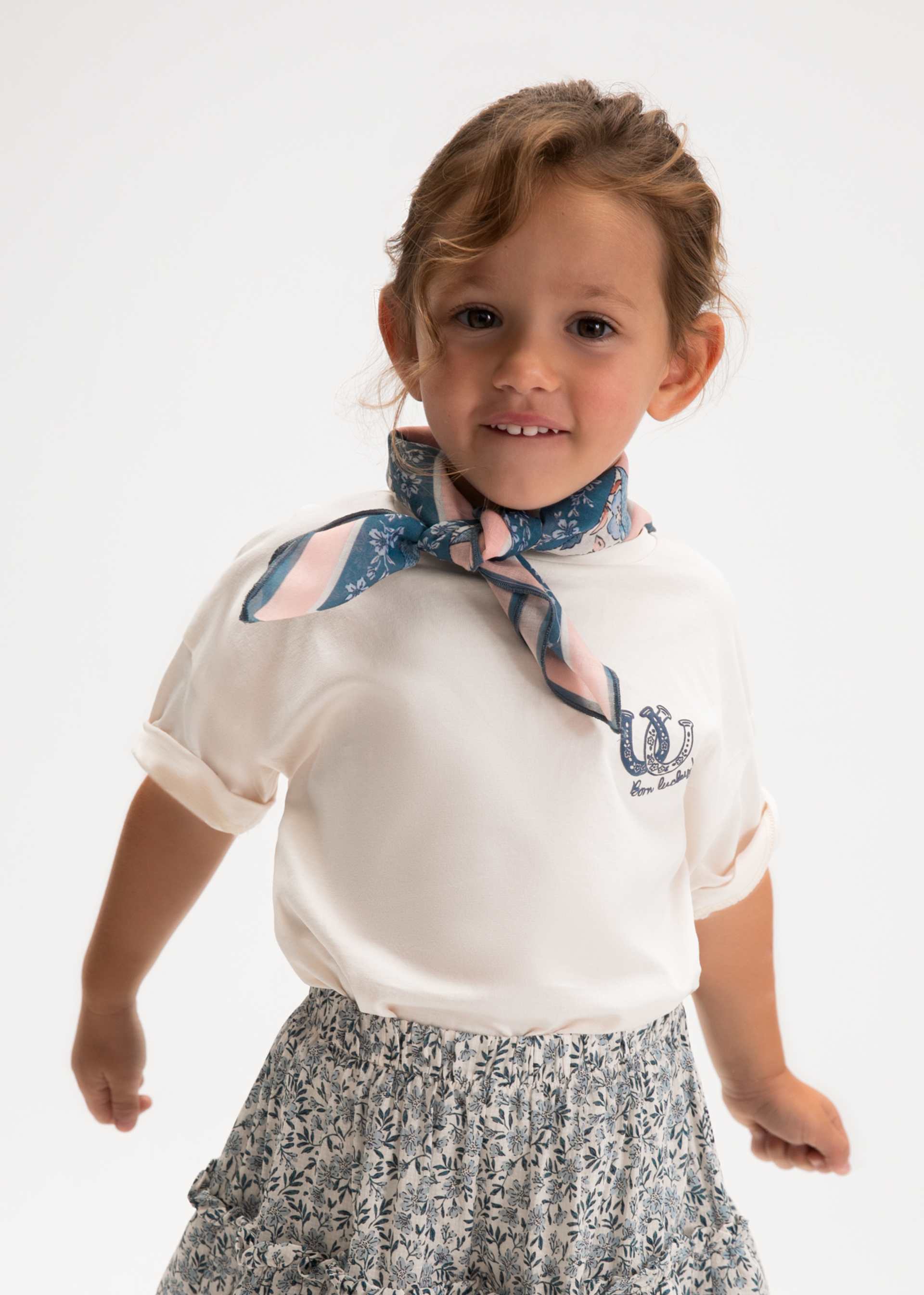 Maglietta con fazzoletto stampato bambina