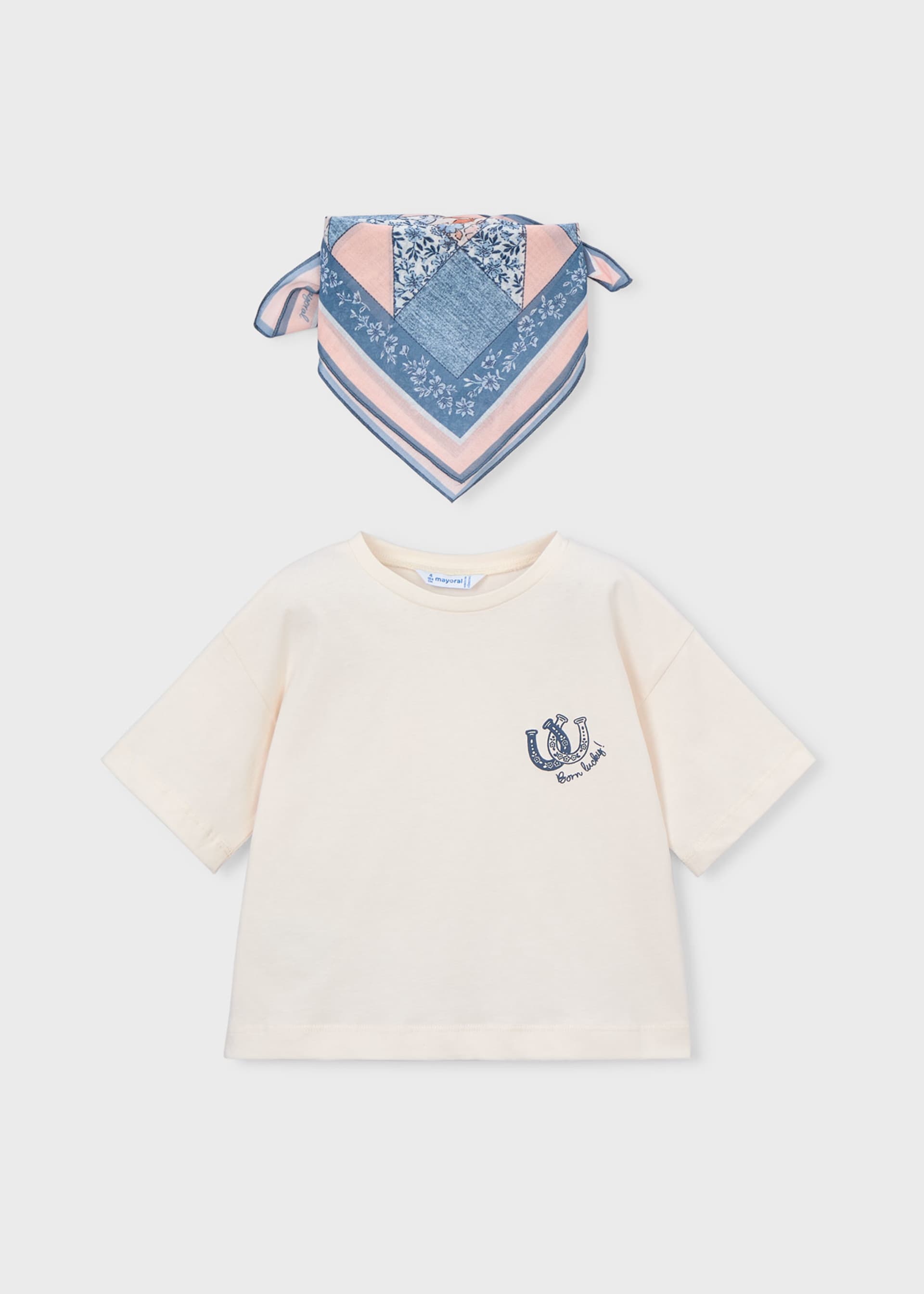 Maglietta con fazzoletto stampato bambina