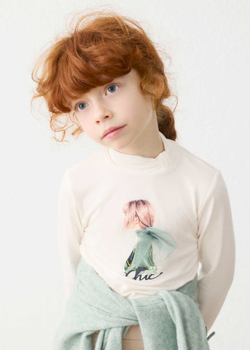Maglietta lupetto grafica bambina