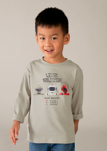 Maglietta manica lunga serigrafia bambino
