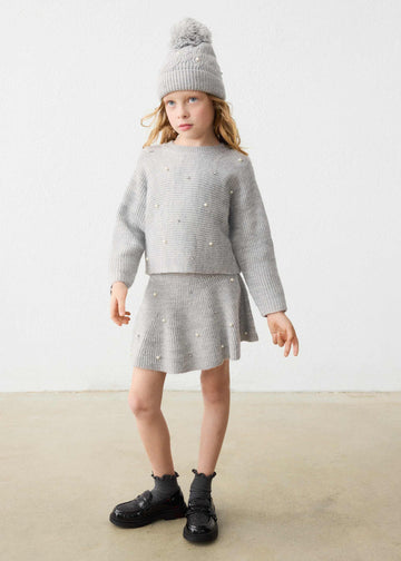 Maglione a maglia con perle bambina