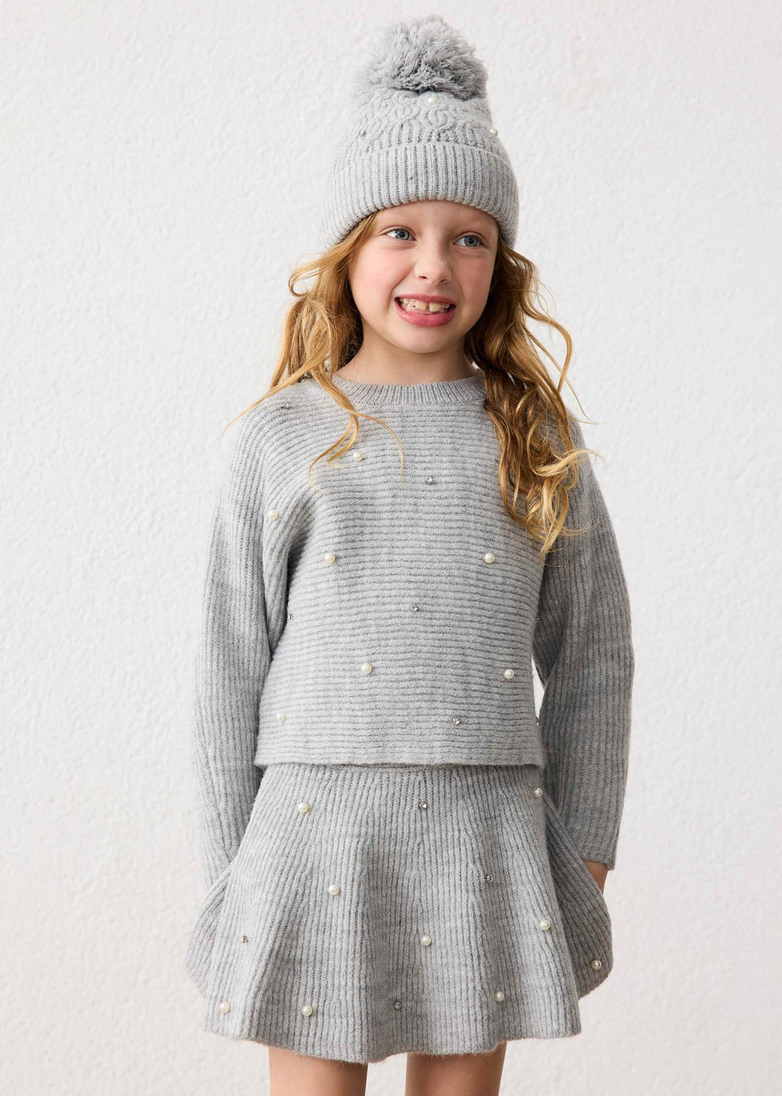 Maglione a maglia con perle bambina