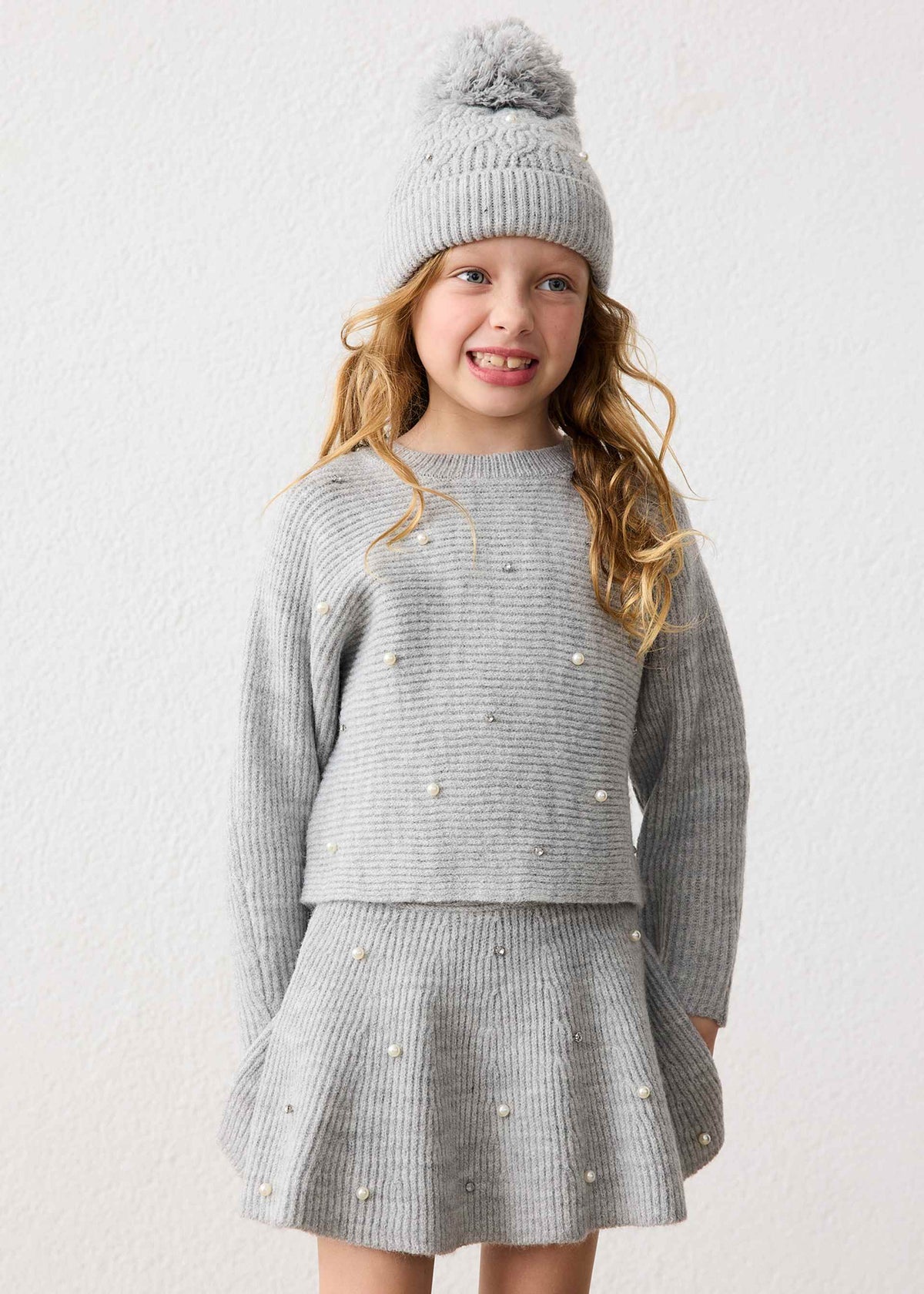 Maglione a maglia con perle bambina