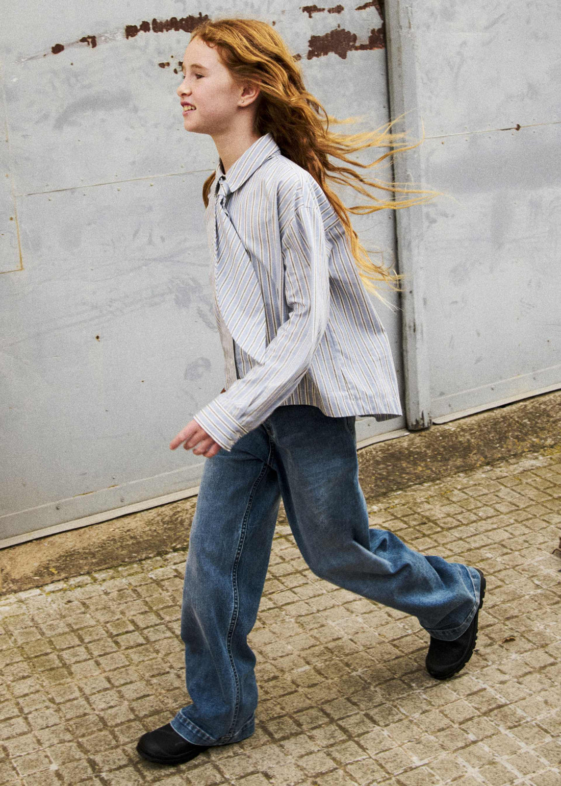 Pantalone jeans wide leg ragazza