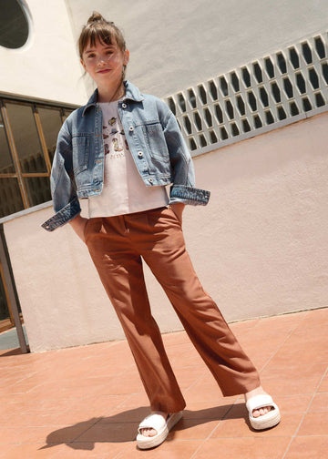 Pantalone lungo con fibbie ragazza