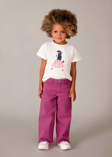 Pantalone twill wide leg bambina