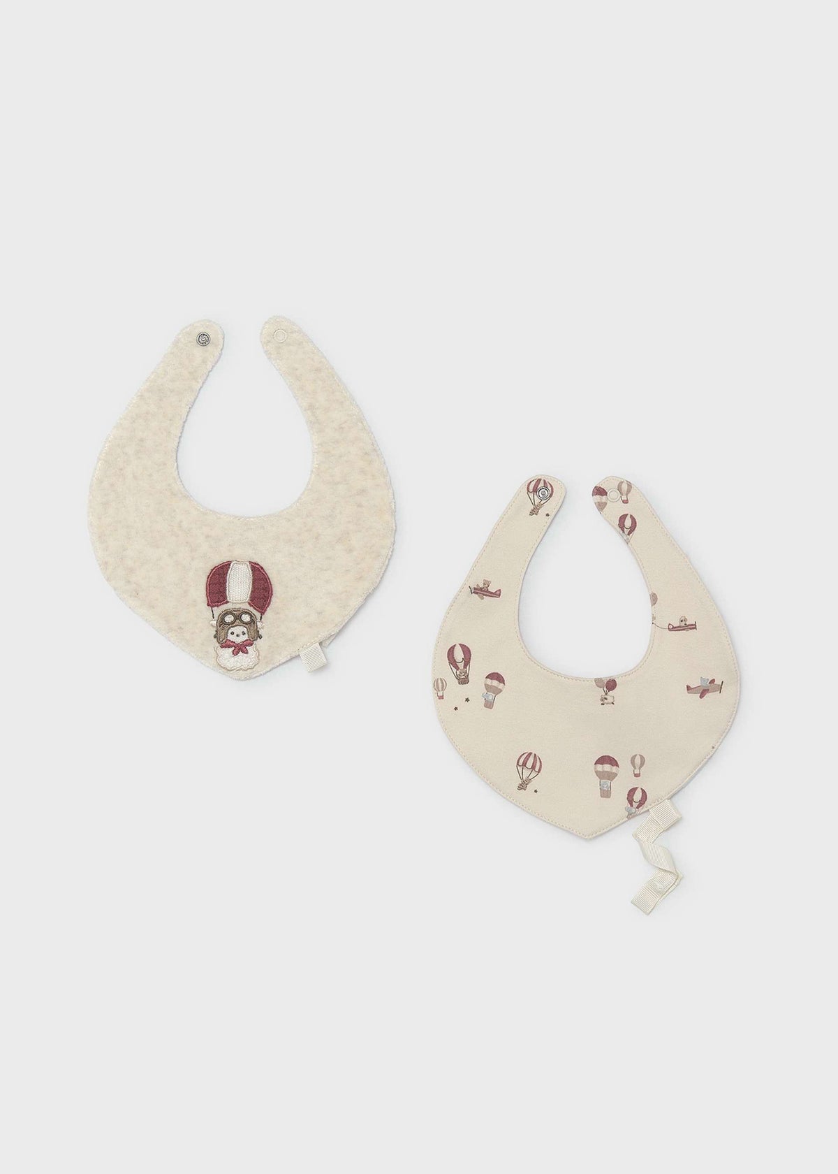 Set 2 bavaglini impermeabili con porta ciuccio neonata