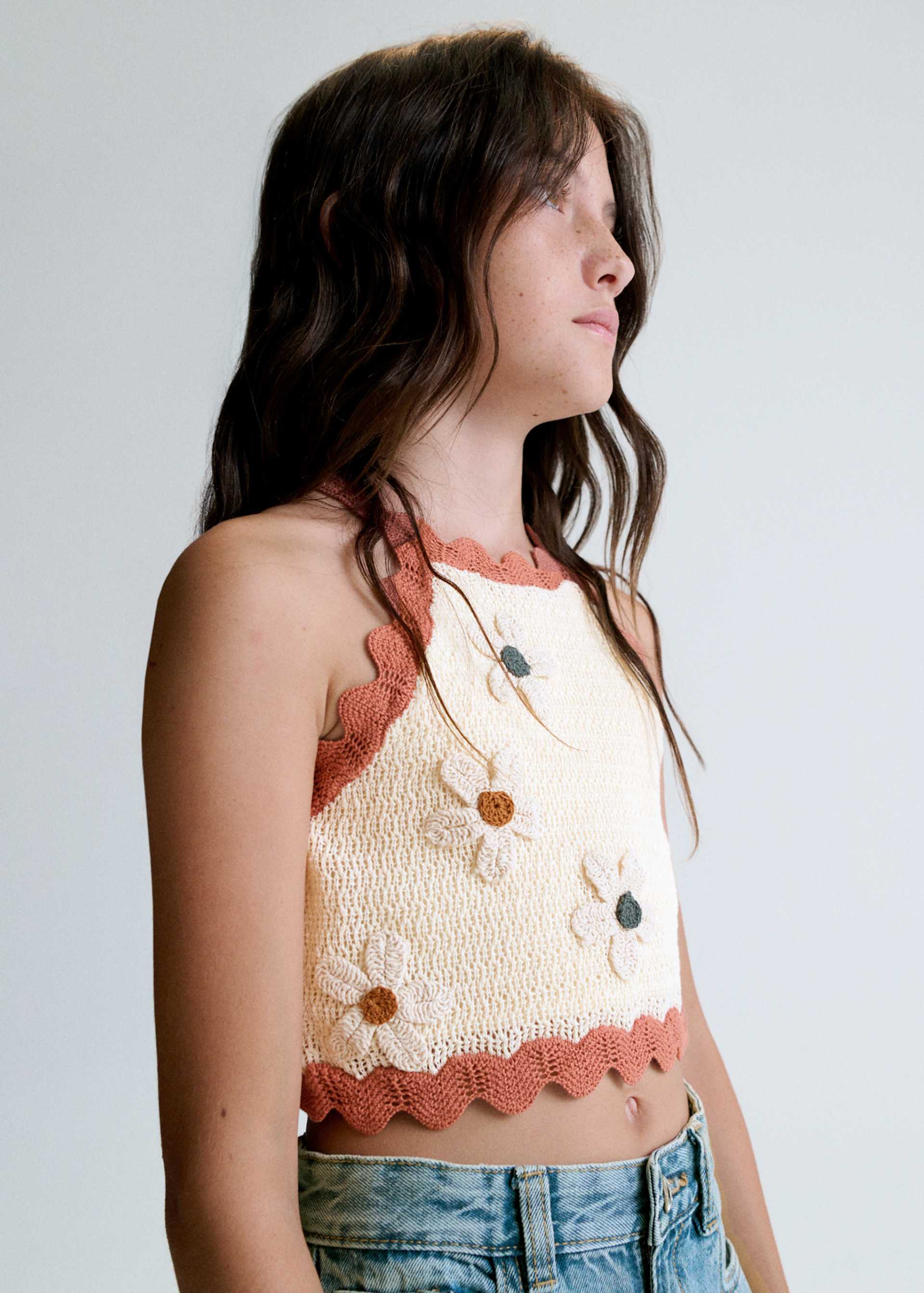Top tricot fiori ragazza
