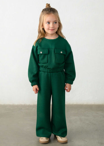 Tuta felpa con taschini e pantalone bambina