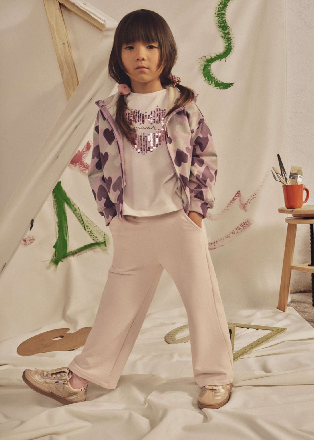 Tuta stampata 2 pantaloni bambina