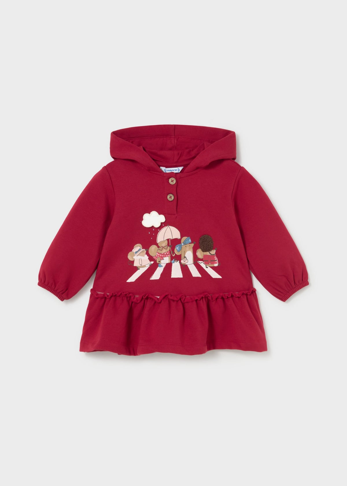 Vestito con cappuccio volant bimba