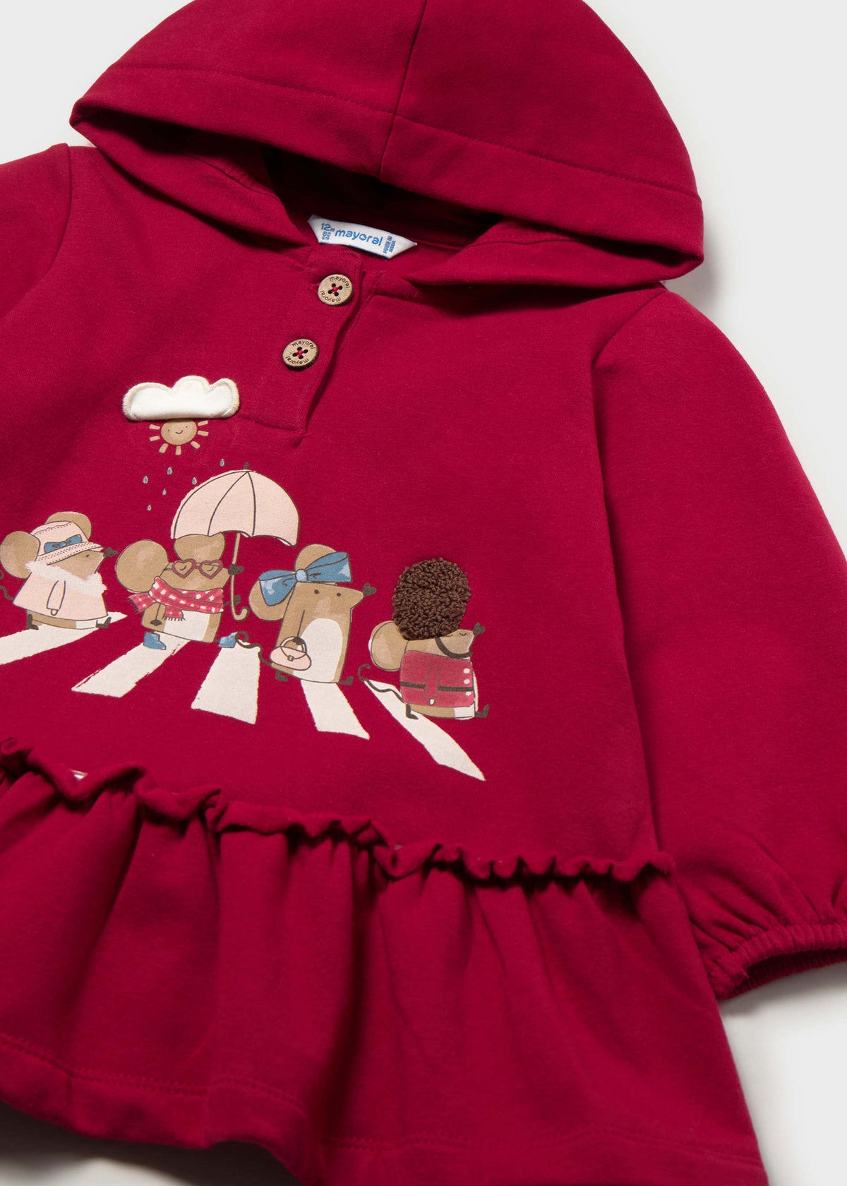 Vestito con cappuccio volant bimba