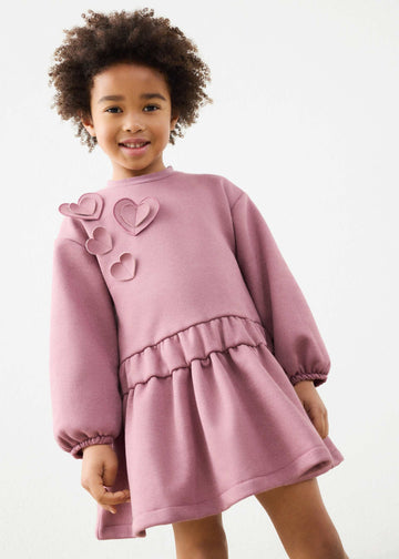 Vestito felpa cuori bambina