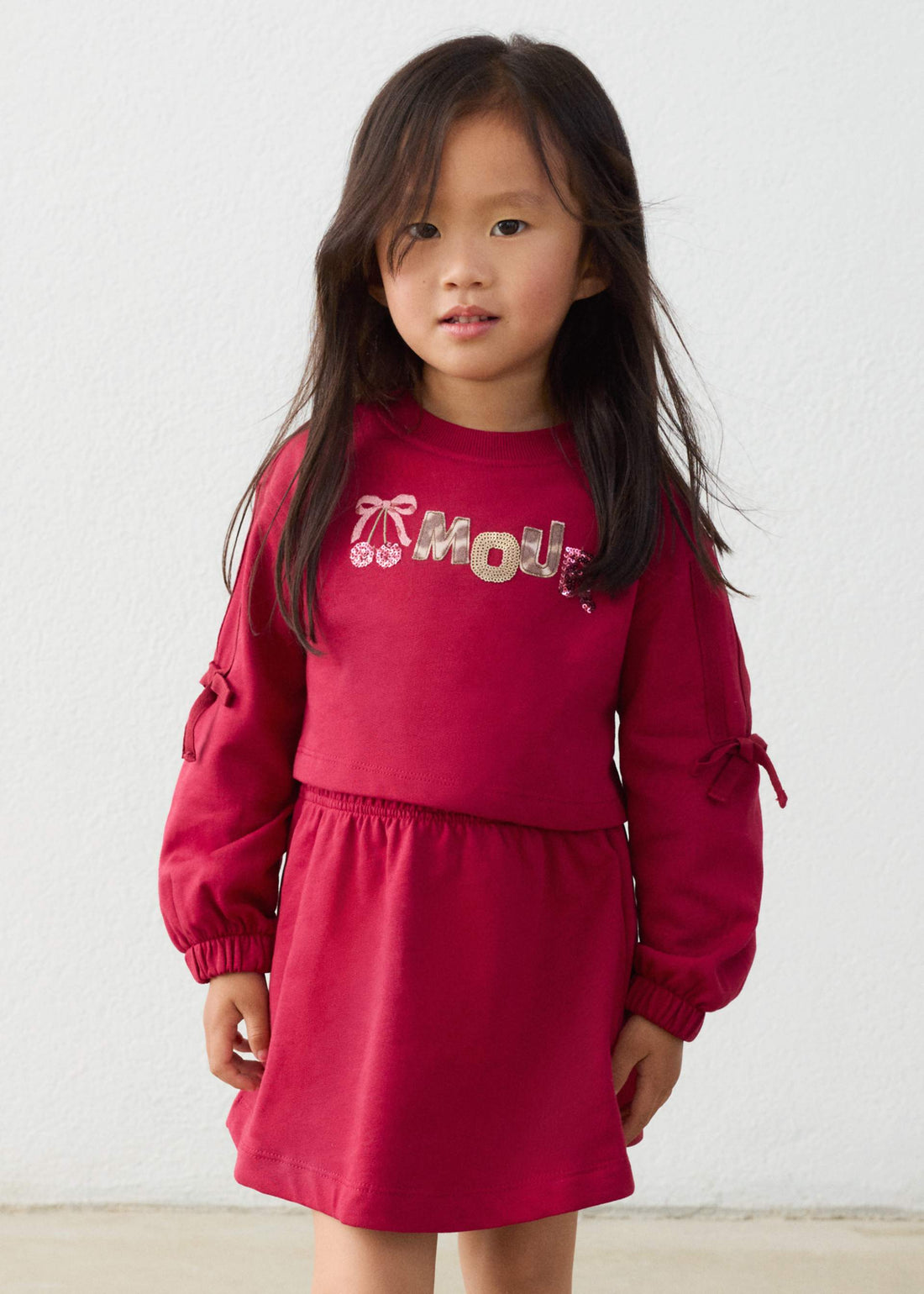 Vestito felpa ricamato bambina