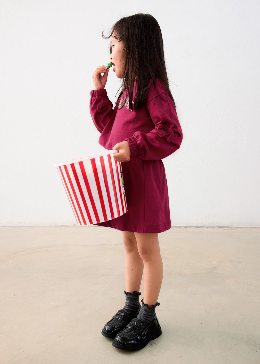 Vestito felpa ricamato bambina