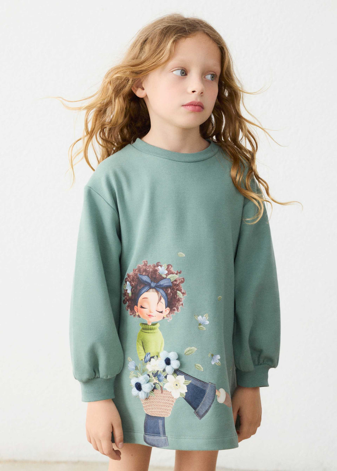 Vestito felpa serigrafia bambina