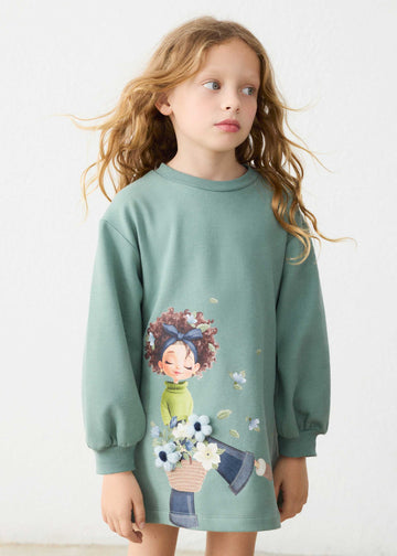 Vestito felpa serigrafia bambina
