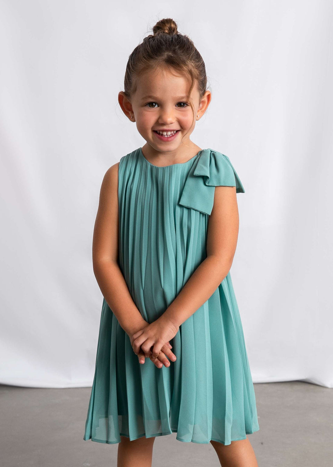 Vestito plissettato fiocco bambina