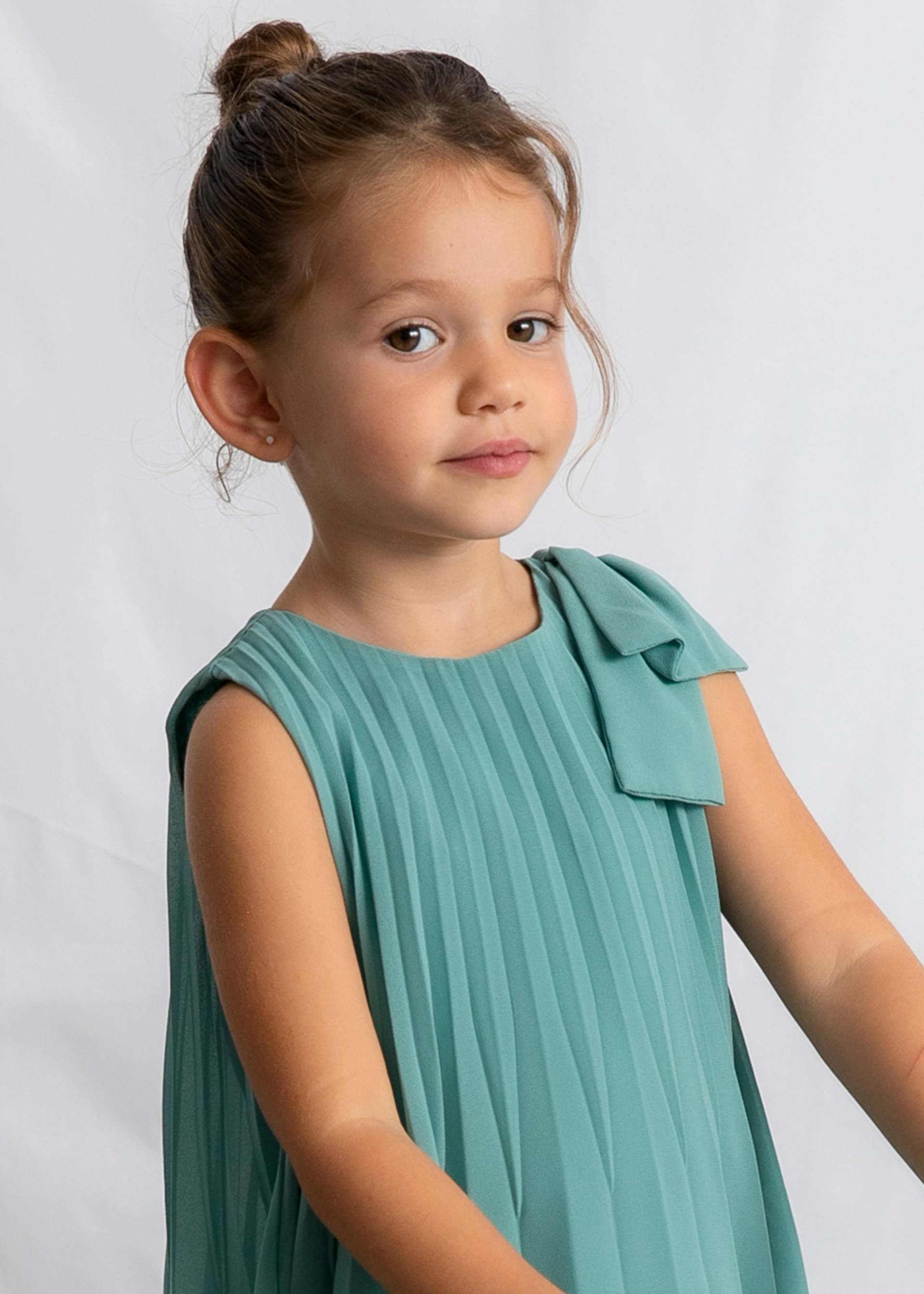 Vestito plissettato fiocco bambina