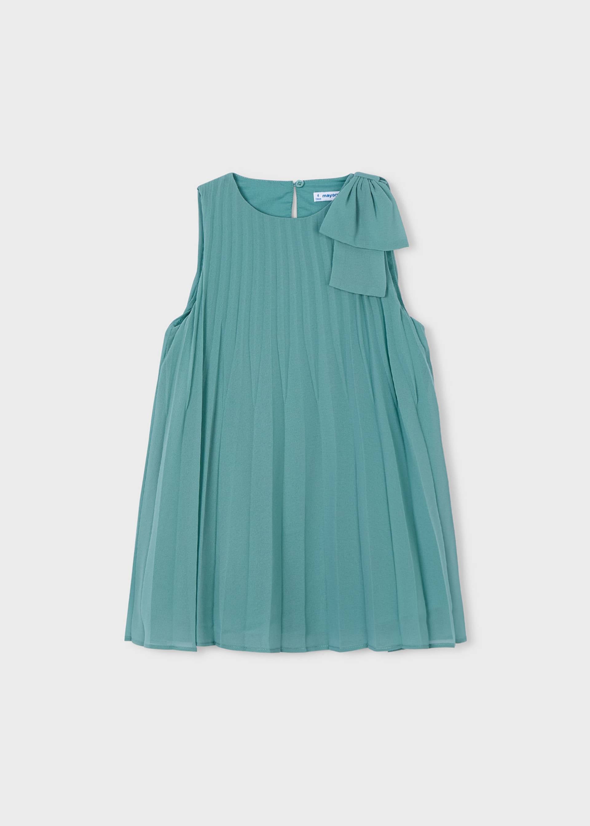 Vestito plissettato fiocco bambina