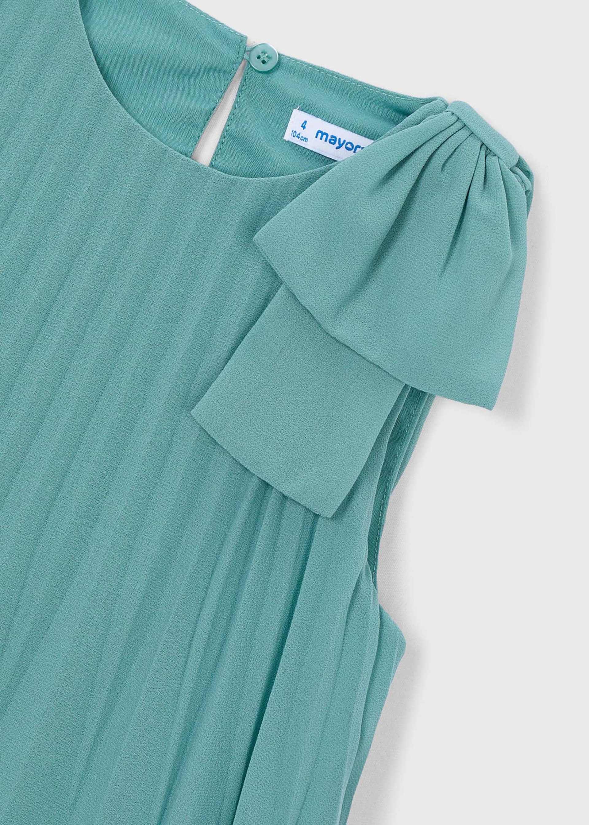 Vestito plissettato fiocco bambina